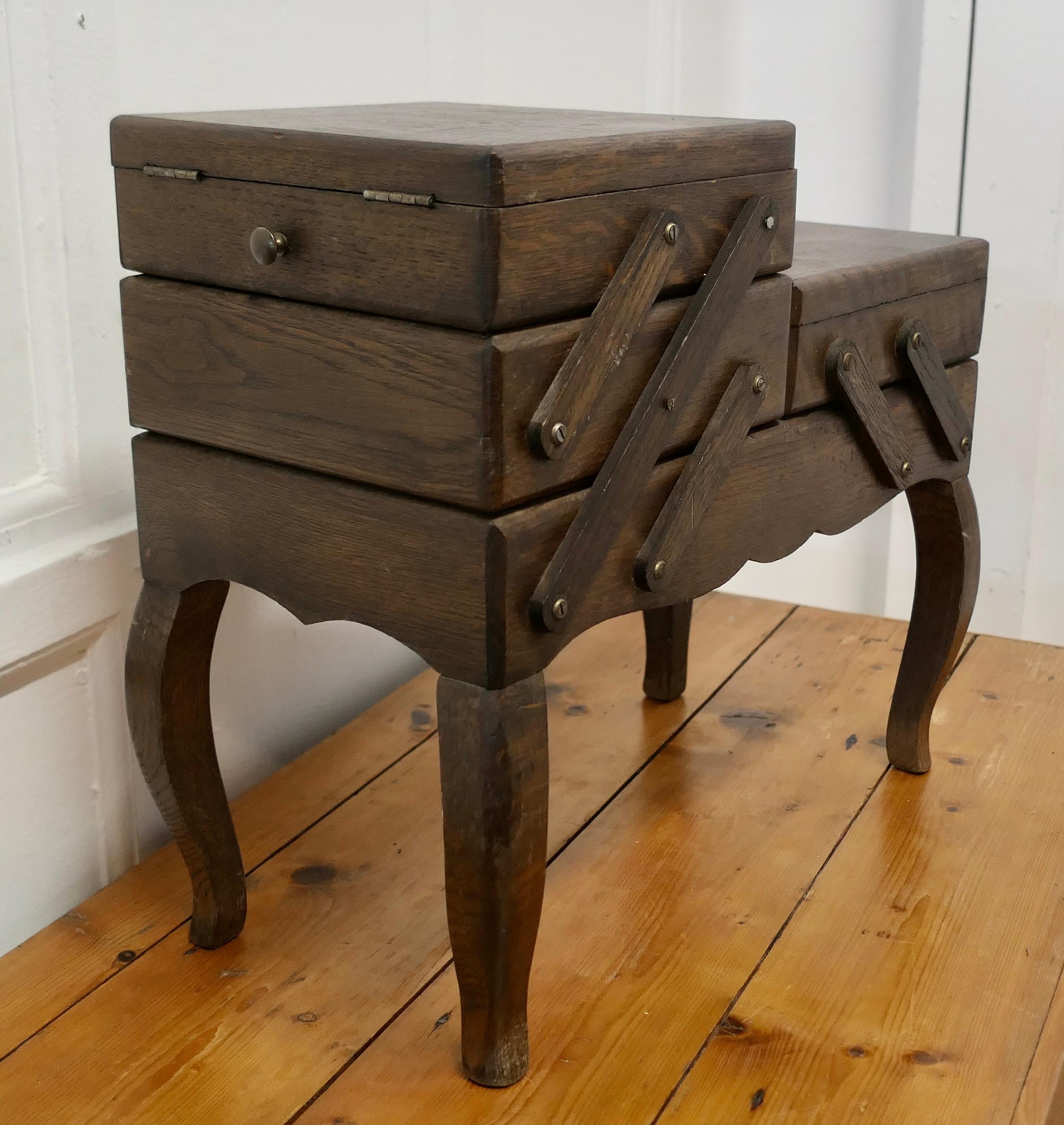 antique sewing box on legs
