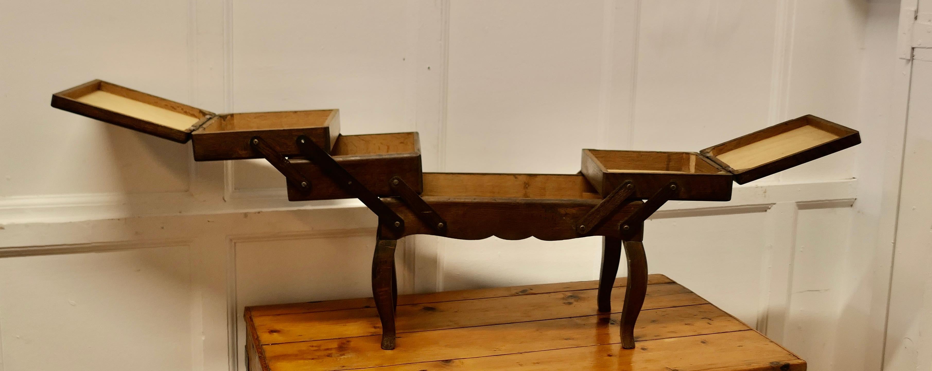 antique sewing box on legs