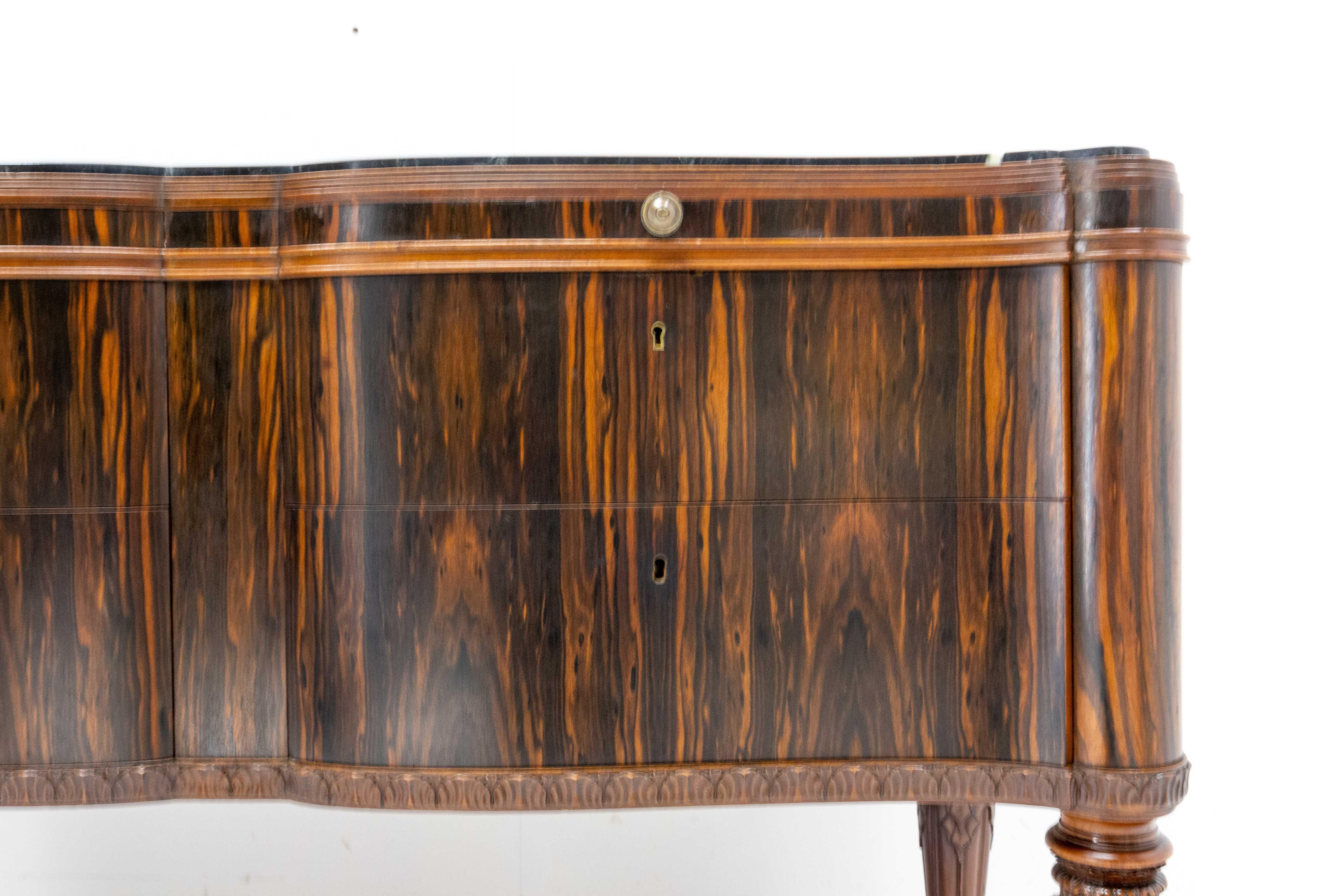 French Art Deco Meuble De Metier Chest of Drawers Marble Top and Pull Tab c 1920 For Sale 4