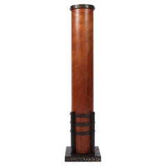 French Art Deco Michel Zadounaïsky Mahogany and Hammered Iron Column Plinth