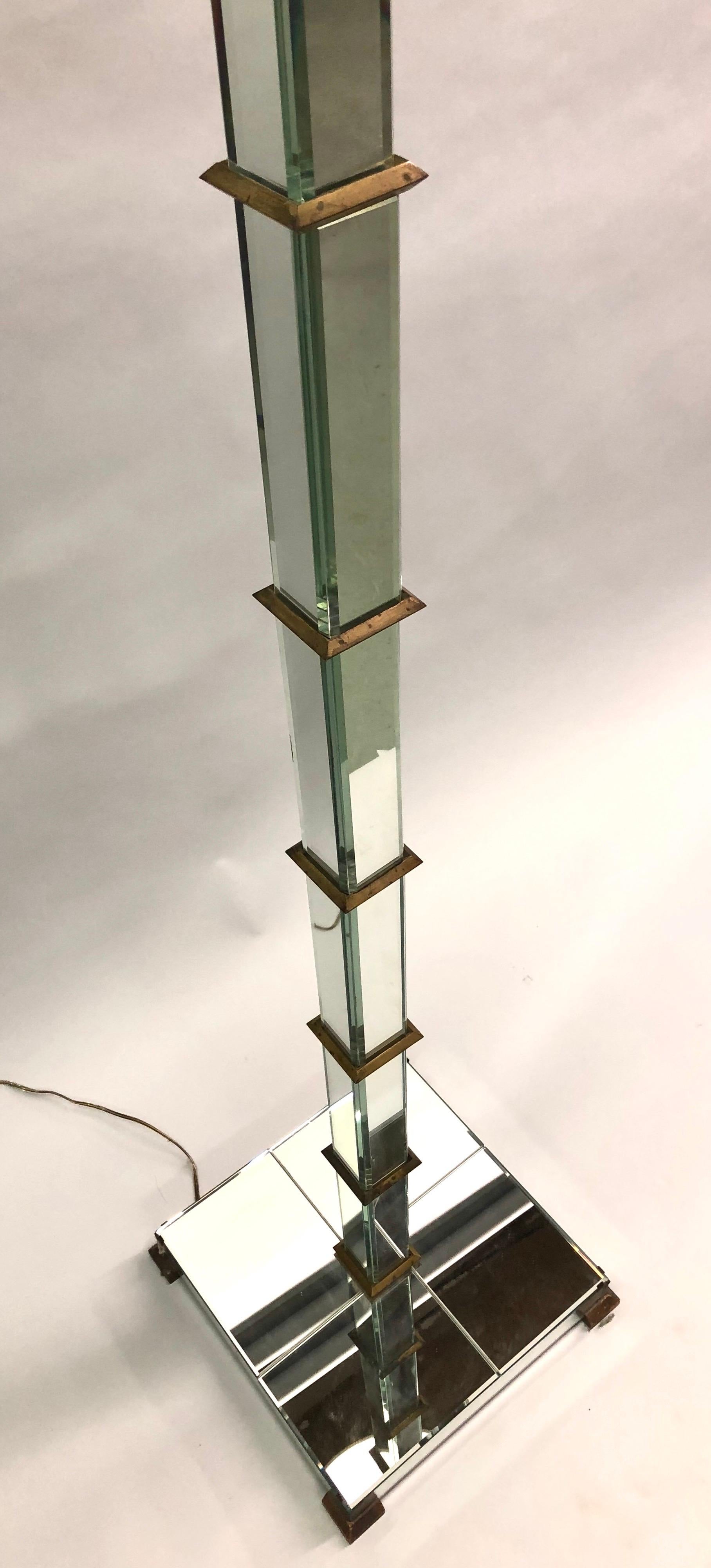 20th Century French Art Deco / Midcentury Mirrored Floor Lamp Serge Roche & Jansen Attributed