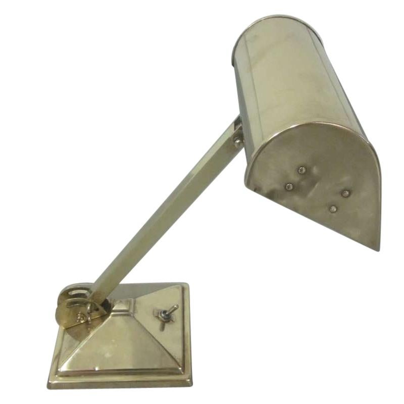 French Art Deco / Mid-Century Modern Solid Brass Articulating Desk Lamp For Sale