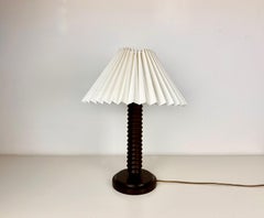 French art deco mid century turned wood table lamp, Charles Dudouyt, c.1930-150