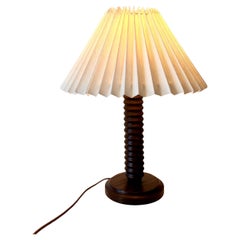 French art deco mid century turned wood table lamp, Charles Dudouyt, c.1930-150