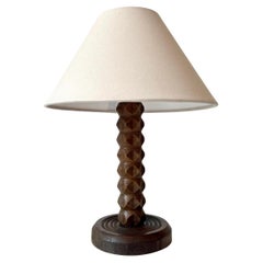 Lampe de table Art déco française en bois tourné du milieu du siècle dernier, Charles Dudouyt, vers 1930-150