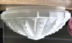 French Art Deco Milk Glass Sculptural Shade, Monumental, Geometric, Art Moderne