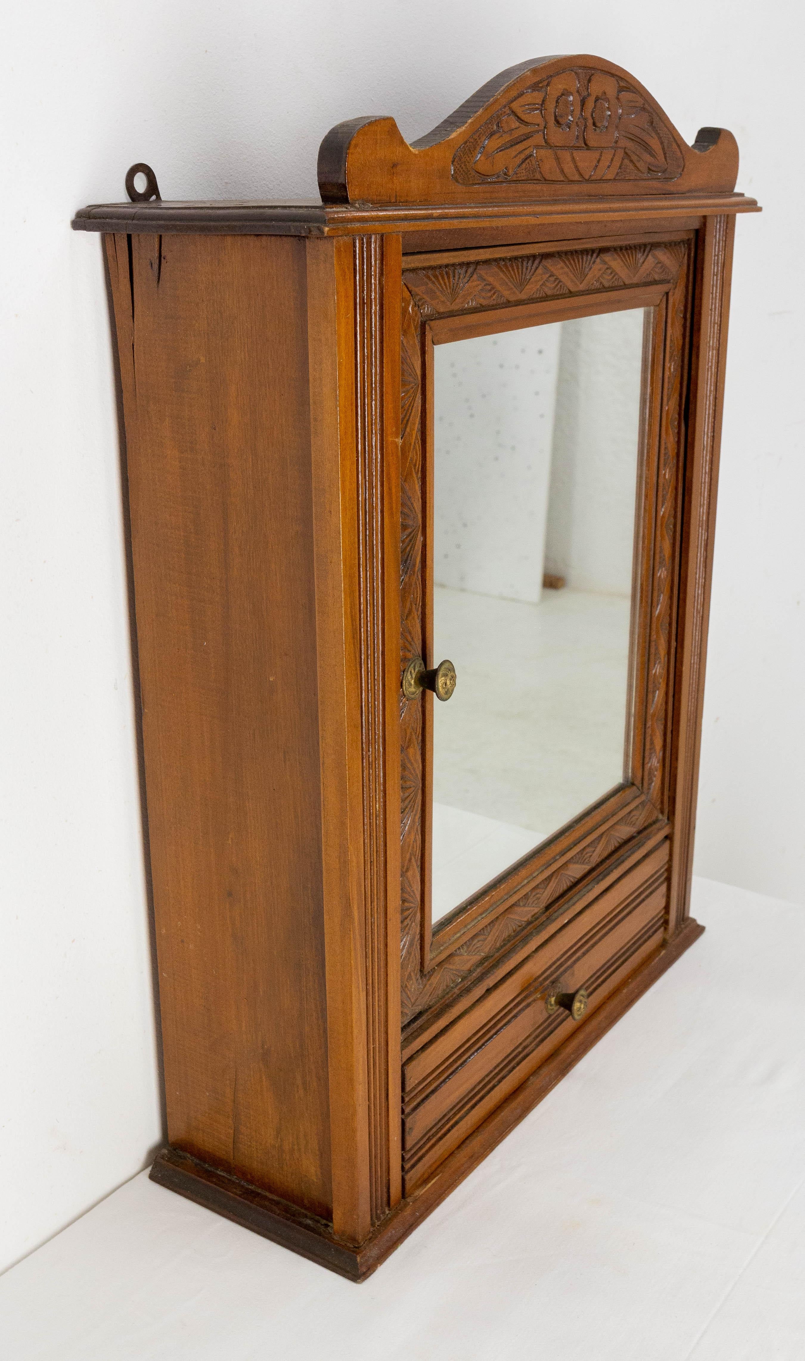 French Art Deco Little Poplar Armoire with Mirror or Wall Cabinet, circa 1930 For Sale 1