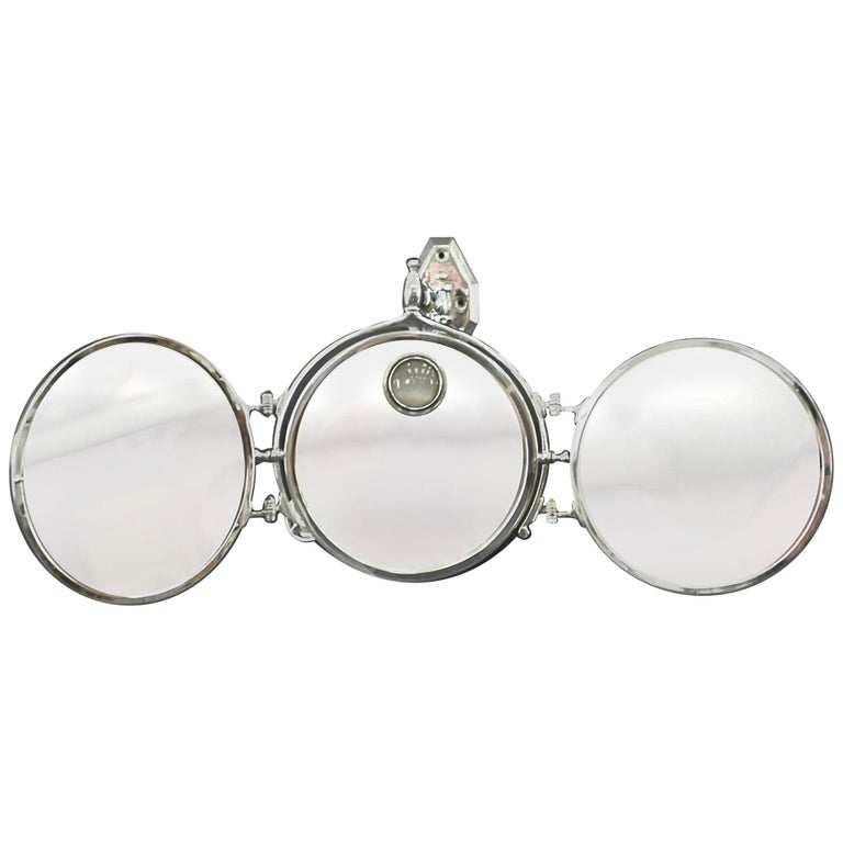 French Art Deco Miroir Brot Illuminated Triptych Mirror, WallMount