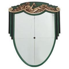 French Art Deco mirror in green carved wood, 1930s