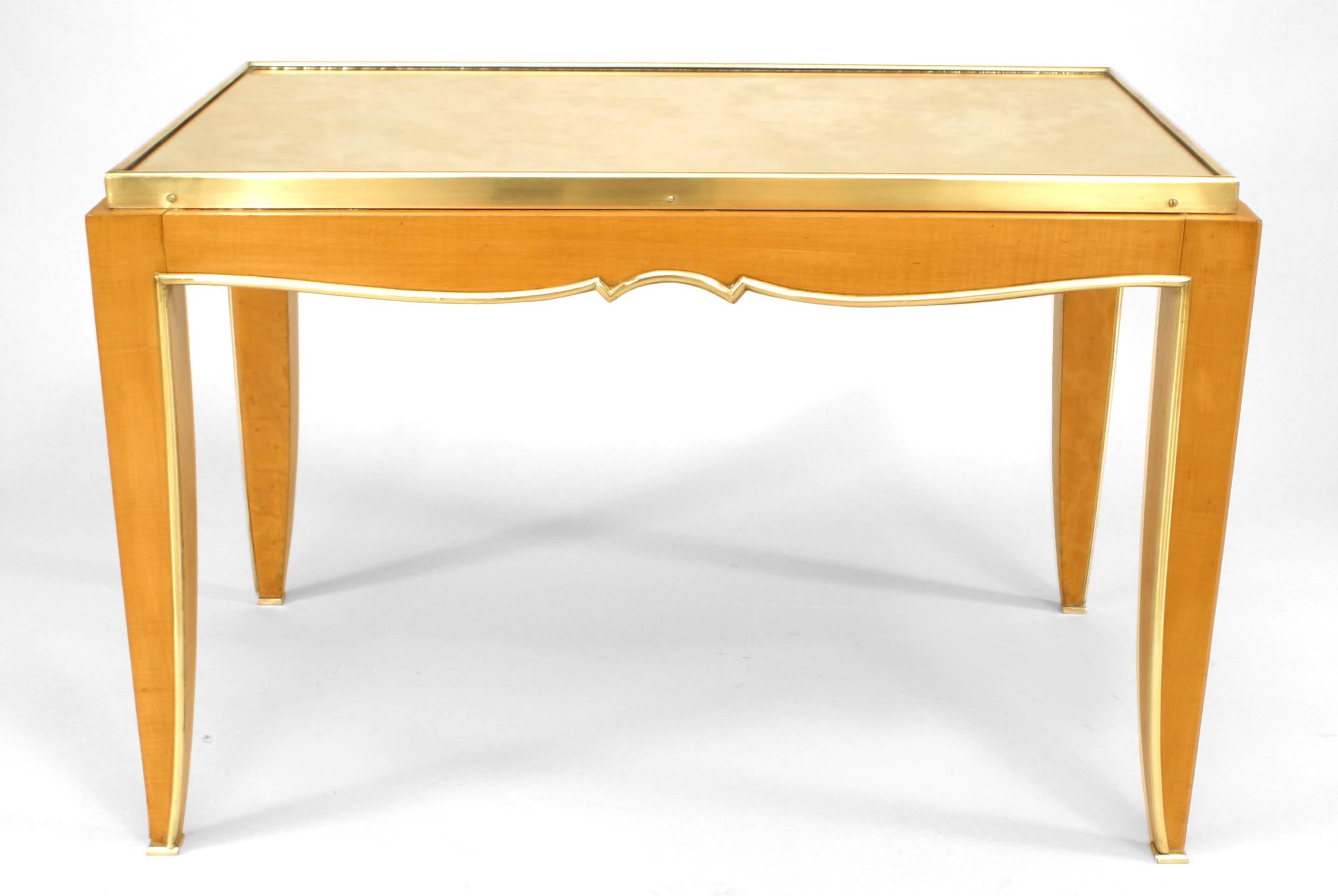 French Art Deco Mirror Top Coffee Table, Attributed to Jules Leleu In Good Condition In New York, NY