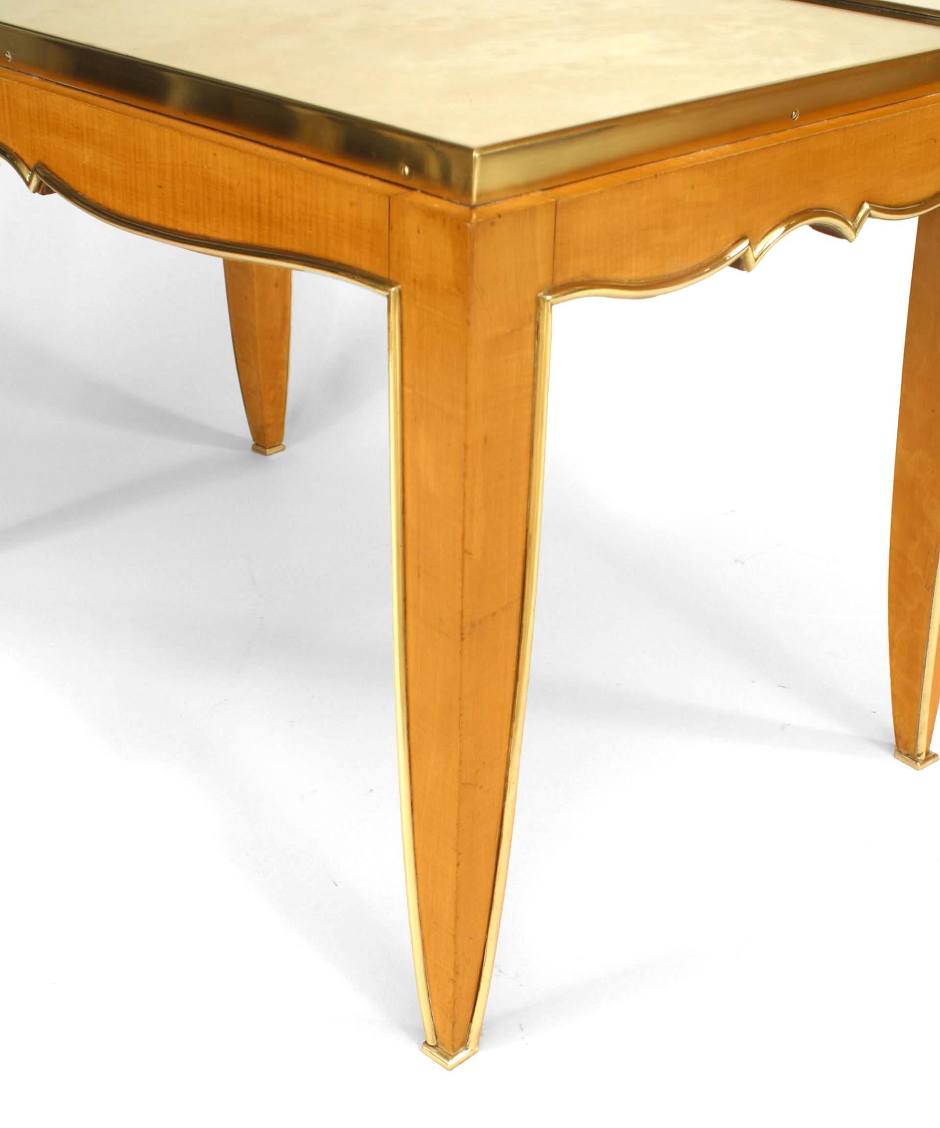 Sycamore French Art Deco Mirror Top Coffee Table, Attributed to Jules Leleu