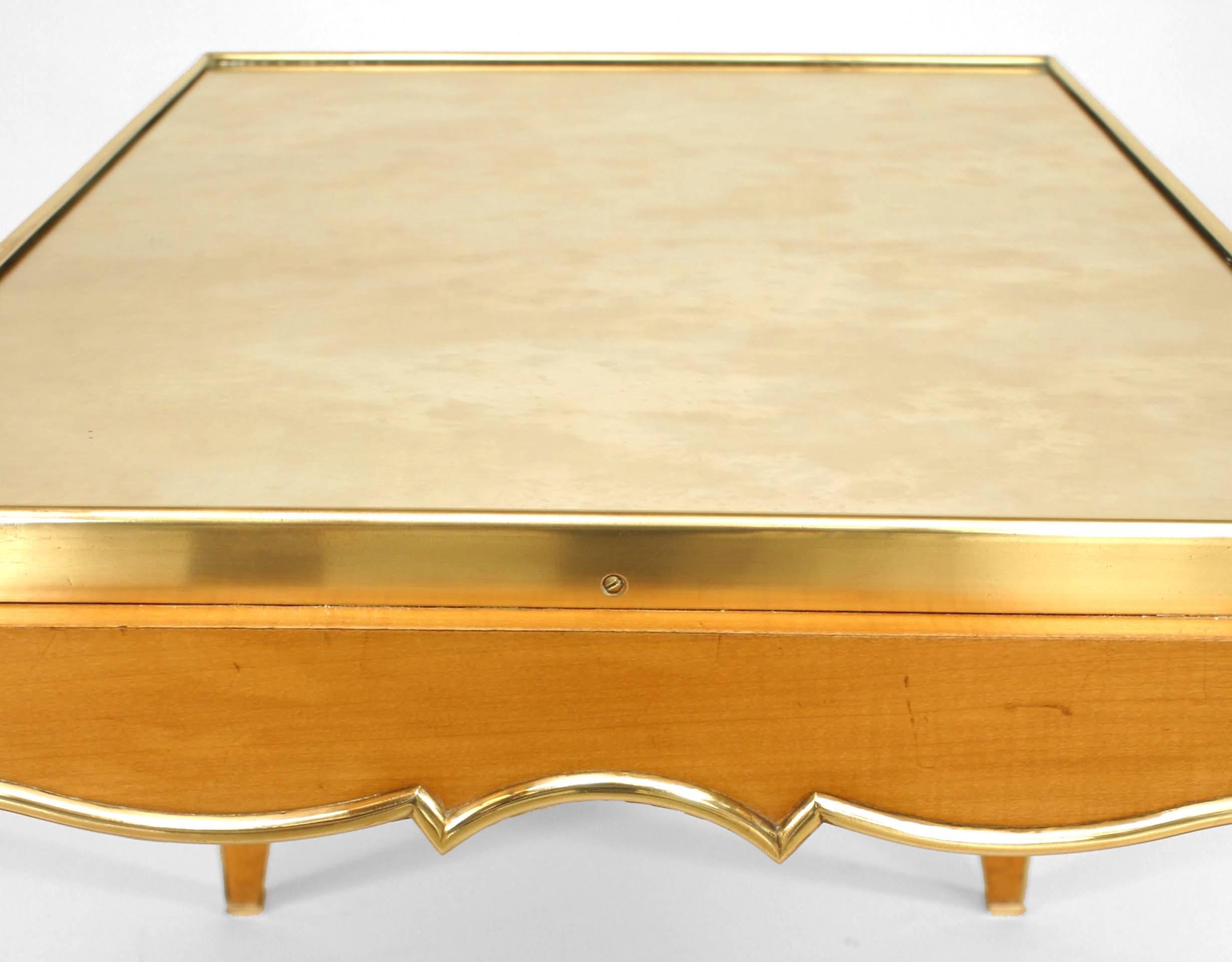 French Art Deco Mirror Top Coffee Table, Attributed to Jules Leleu 1