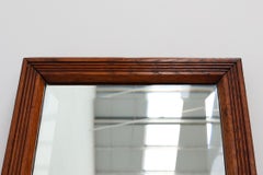 French art deco mirror with carved oak wooden frame, ca. 1930