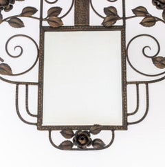 French, Art Deco  Mirror with Coat Rack