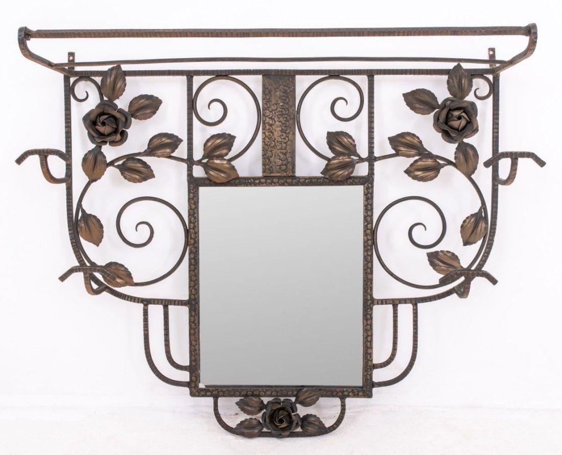 Early 20th Century French, Art Deco  Mirror with Coat Rack For Sale