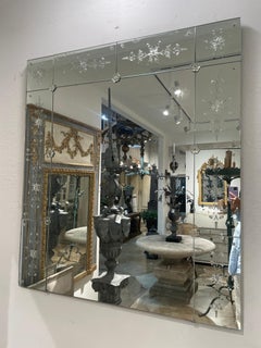 Specchio francese Art Deco Mirror con delicate incisioni floreali 1930