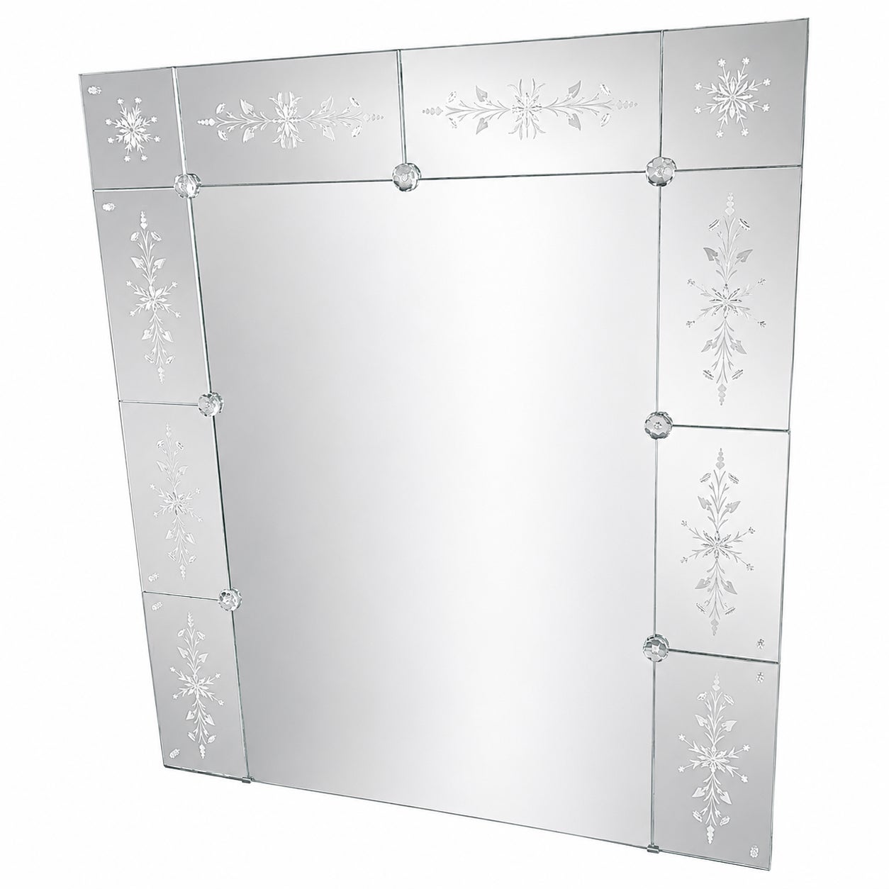 Specchio francese Art Deco Mirror con delicate incisioni floreali 1930
