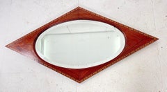 French Art Deco Mirror with Marquetry and Beveled Glass, 1930s