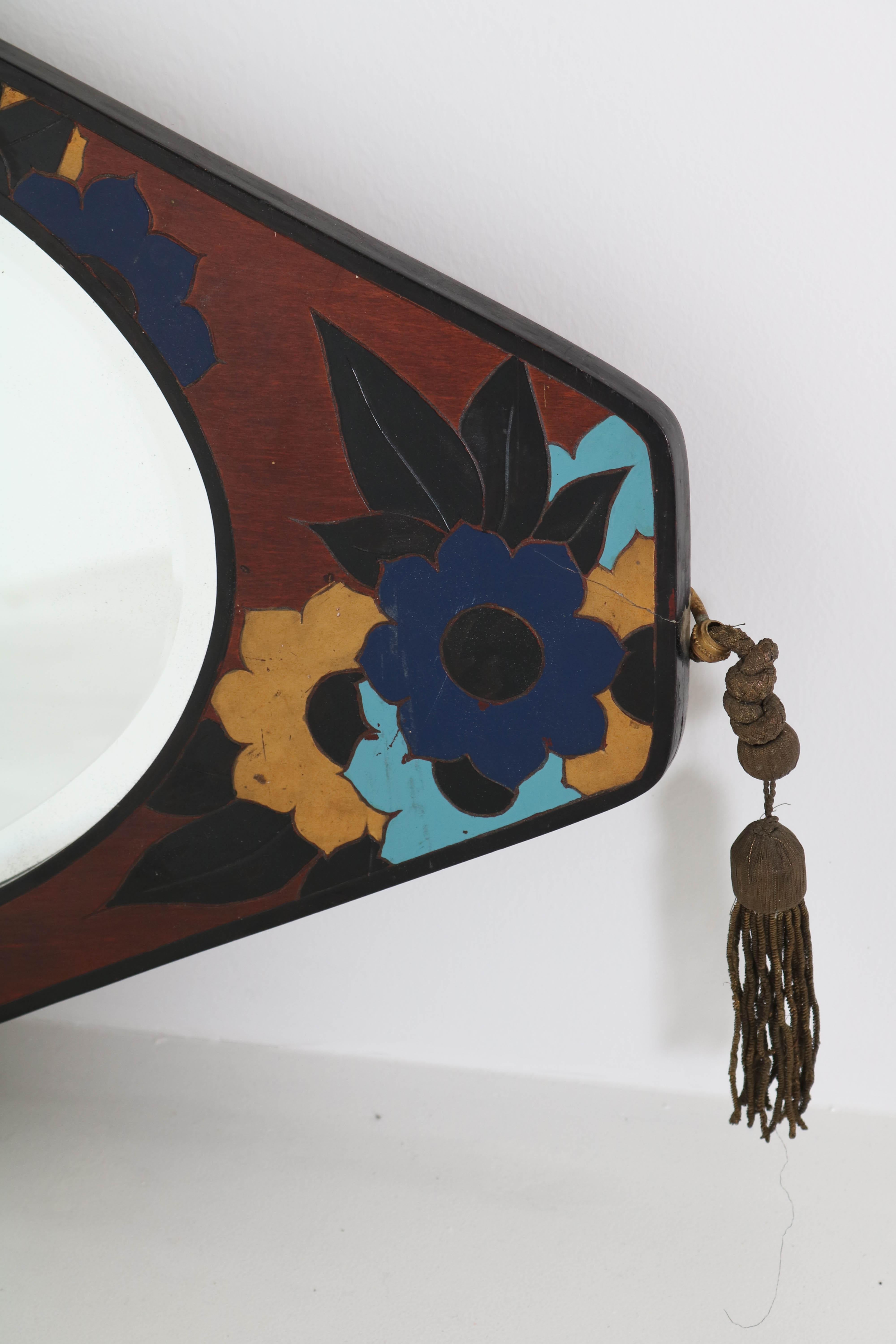 French Art Deco Mirror with Marquetry and Beveled Glass, 1930s In Good Condition In Amsterdam, NL