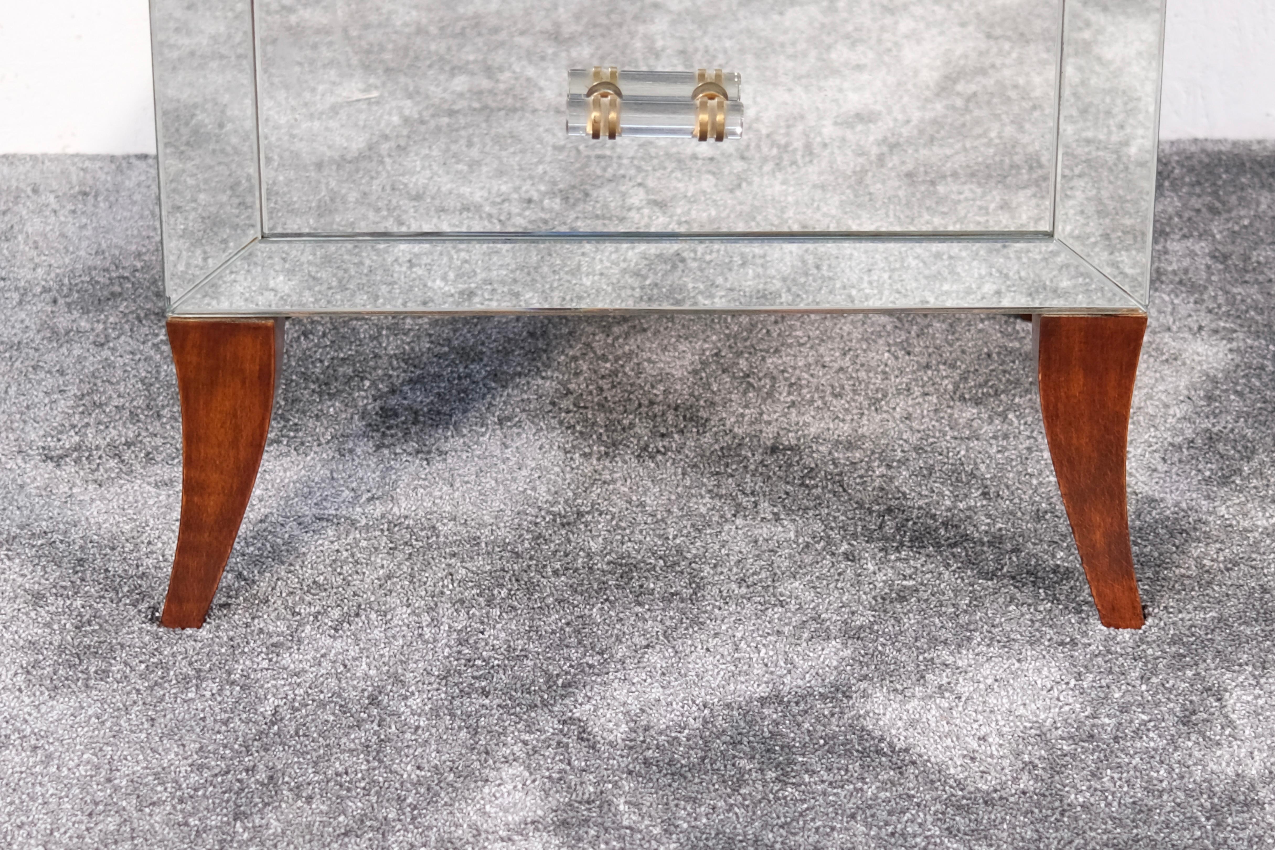 Commode francese in stile Art Deco con specchi e cristalli originali, anni '40 in vendita 3