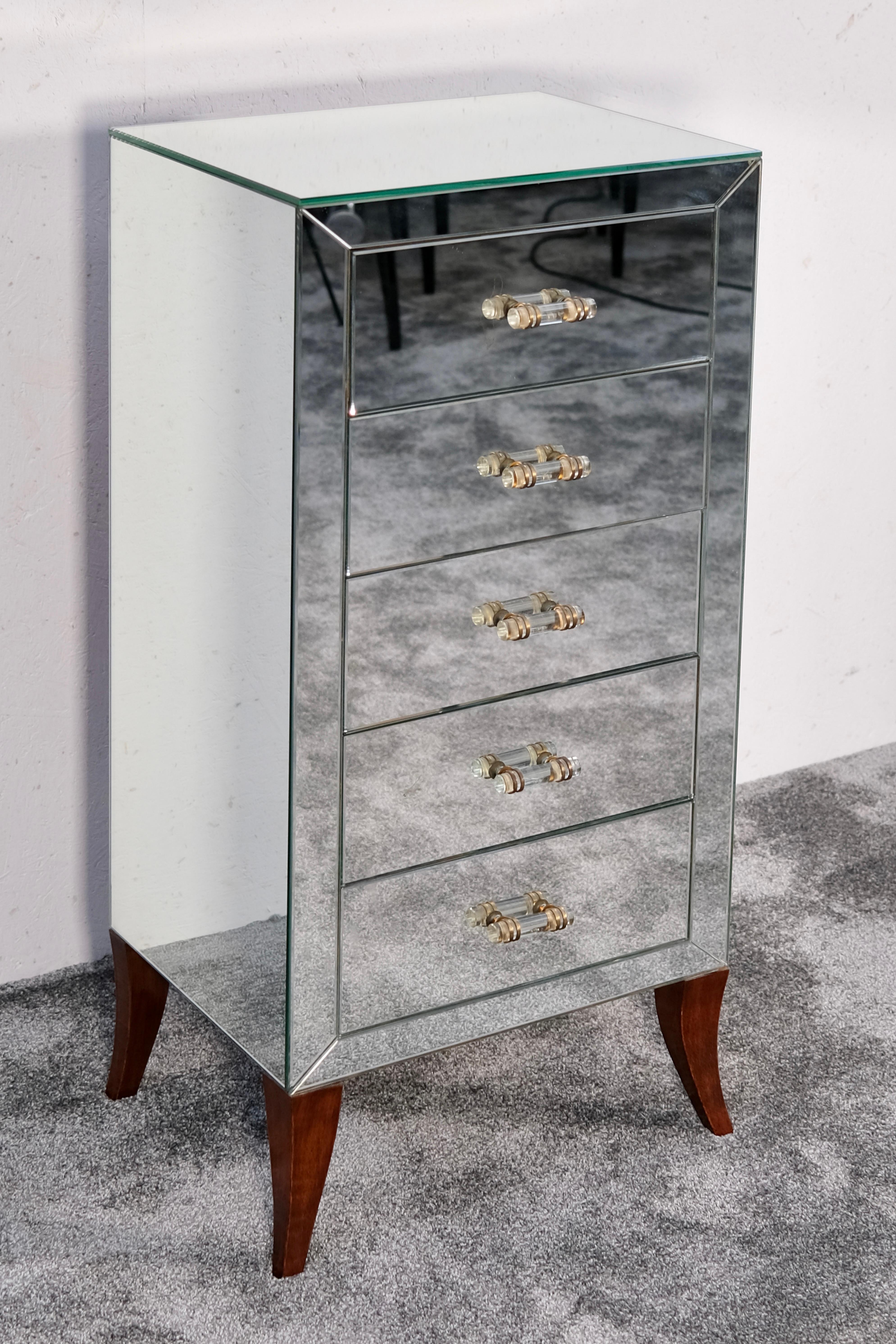Commode francese in stile Art Deco con specchi e cristalli originali, anni '40 In condizioni buone in vendita a Ulm, DE
