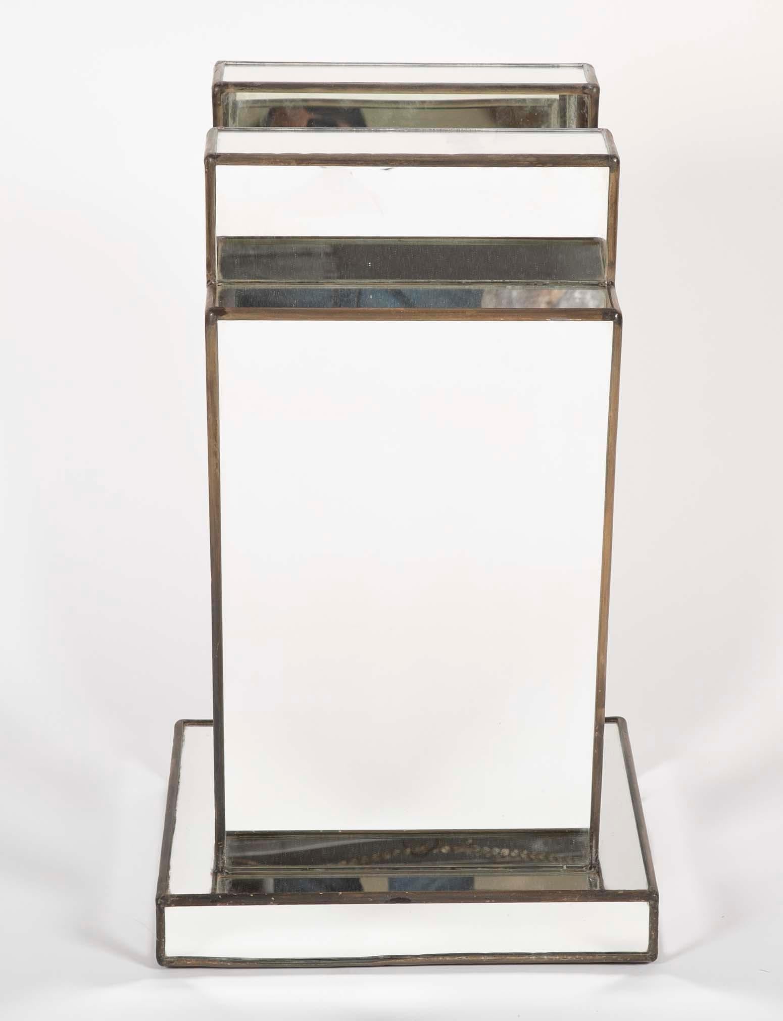French Art Deco Mirrored Glass and Lead Console Table For Sale 7