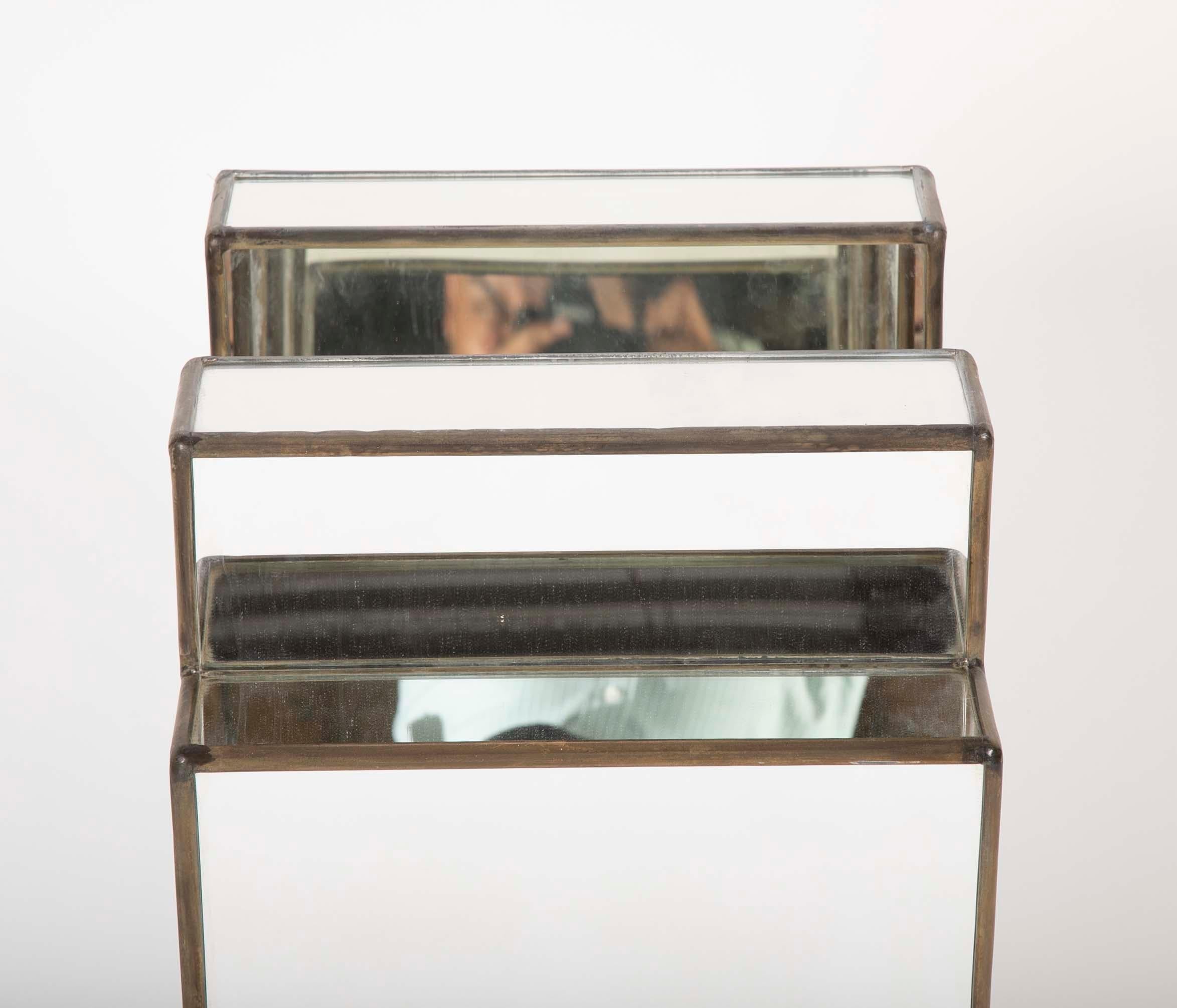 French Art Deco Mirrored Glass and Lead Console Table For Sale 8