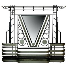 Vintage French Art Deco Mirrored Hall Stand Coat Rack Storage, 1920s