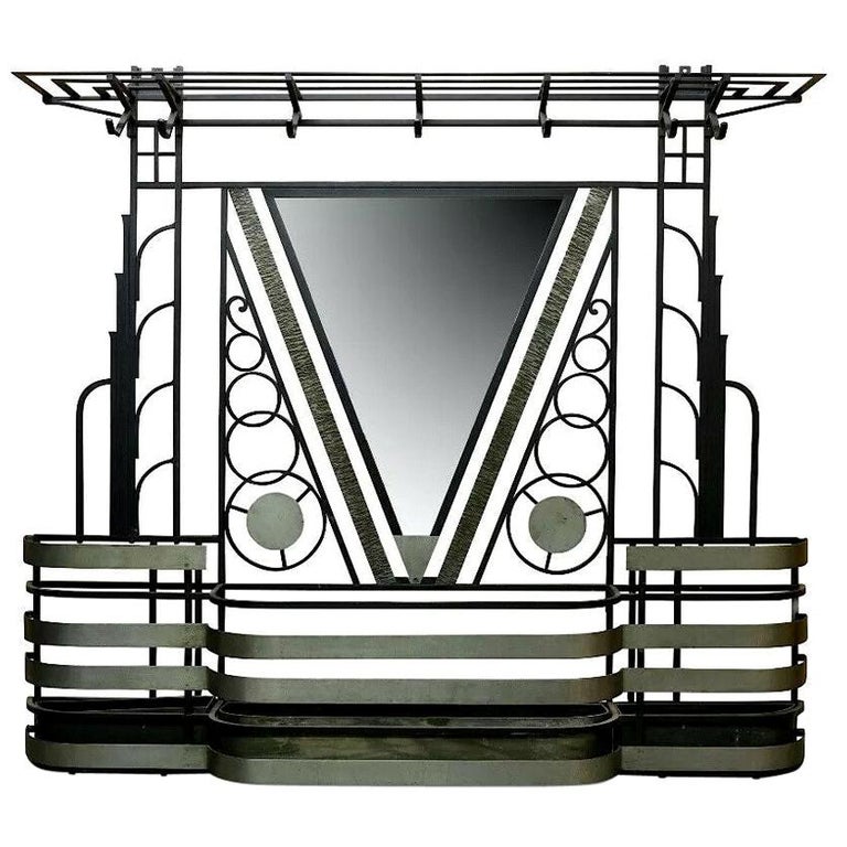 Art Deco Racks French Art Deco Mirrored Hall Stand Coat Rack Storage, 1920s at 1stDibs