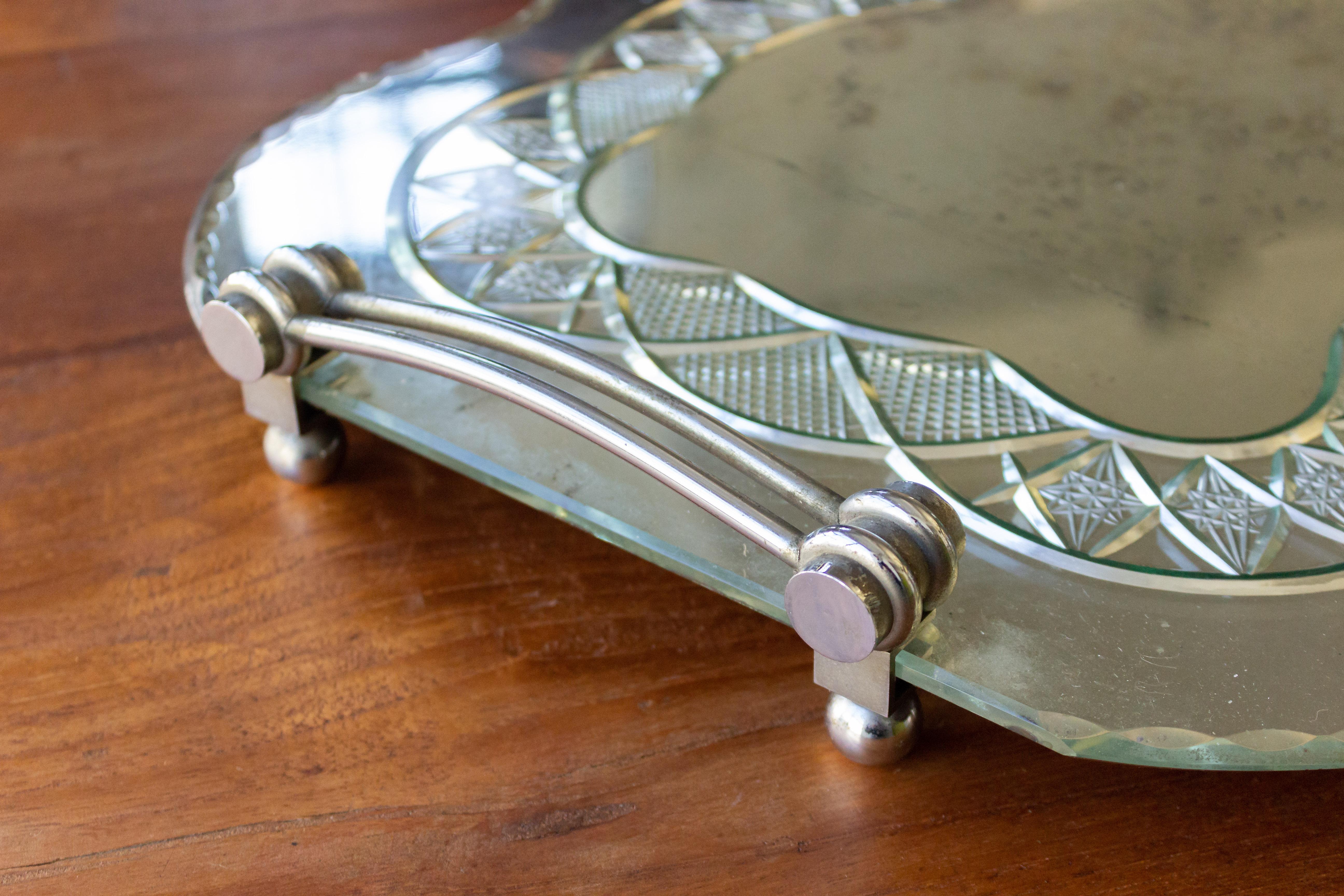 Early 20th Century French Art Deco Mirrored Serving Tray