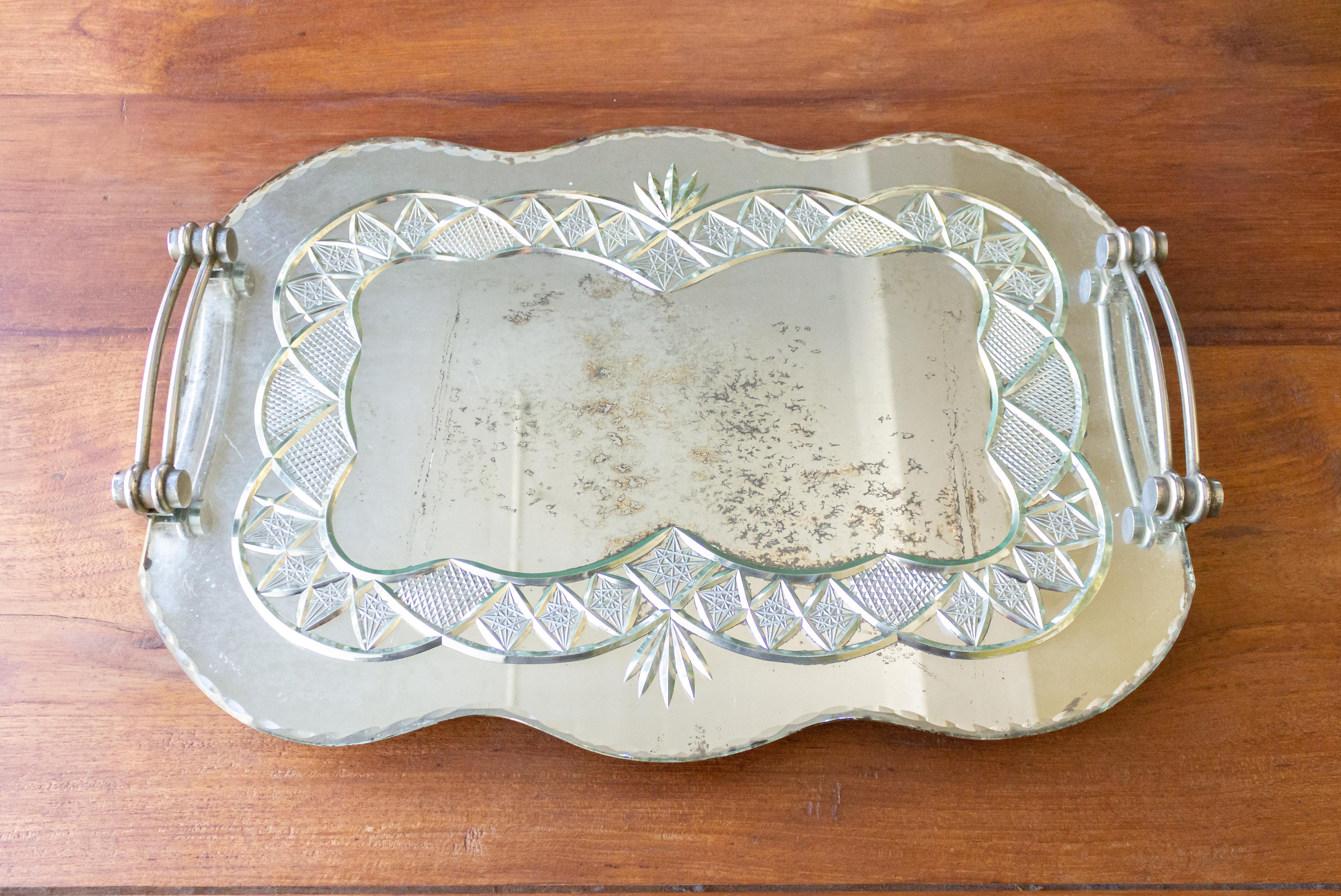French Art Deco Mirrored Serving Tray 3