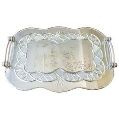 Antique French Art Deco Mirrored Serving Tray