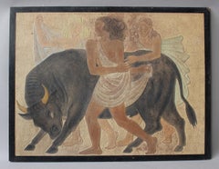 Quadro Art Deco francese a tecnica mista su pannello di Vanvinckenray