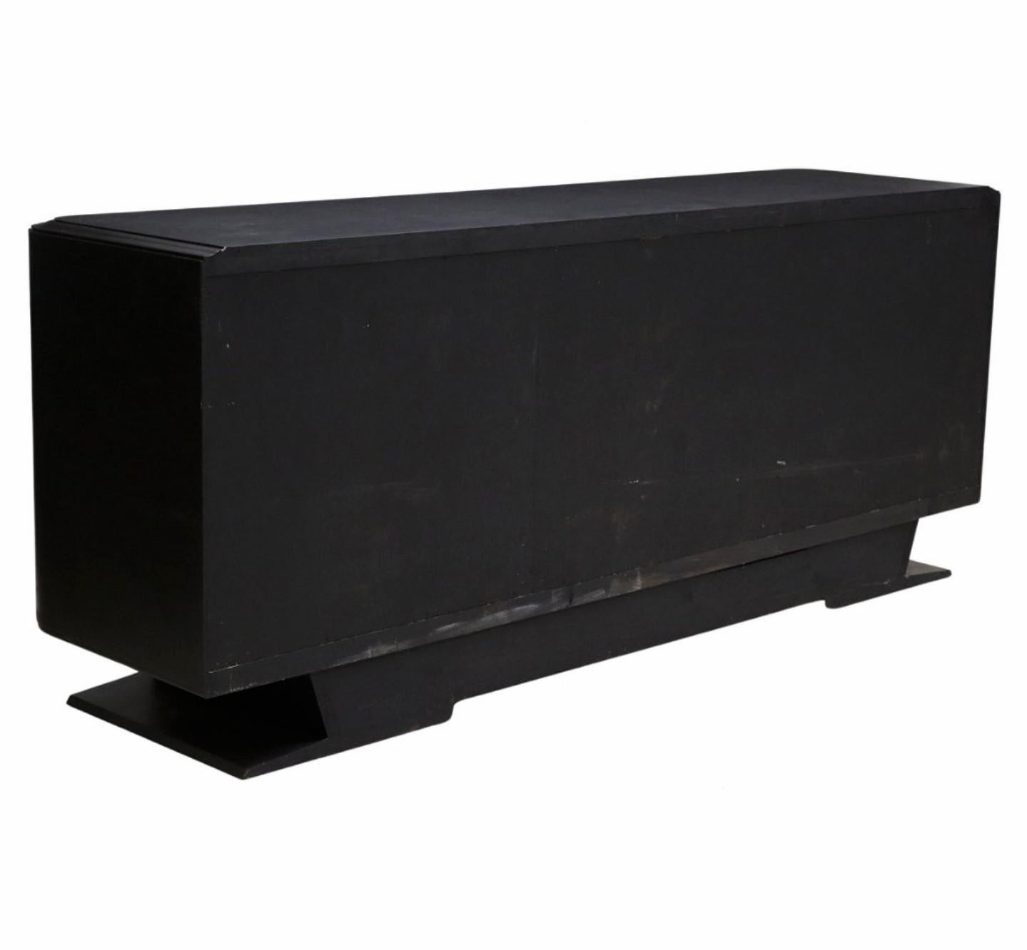 French Art Deco Moderne Painted Black Credenza Sideboard  5