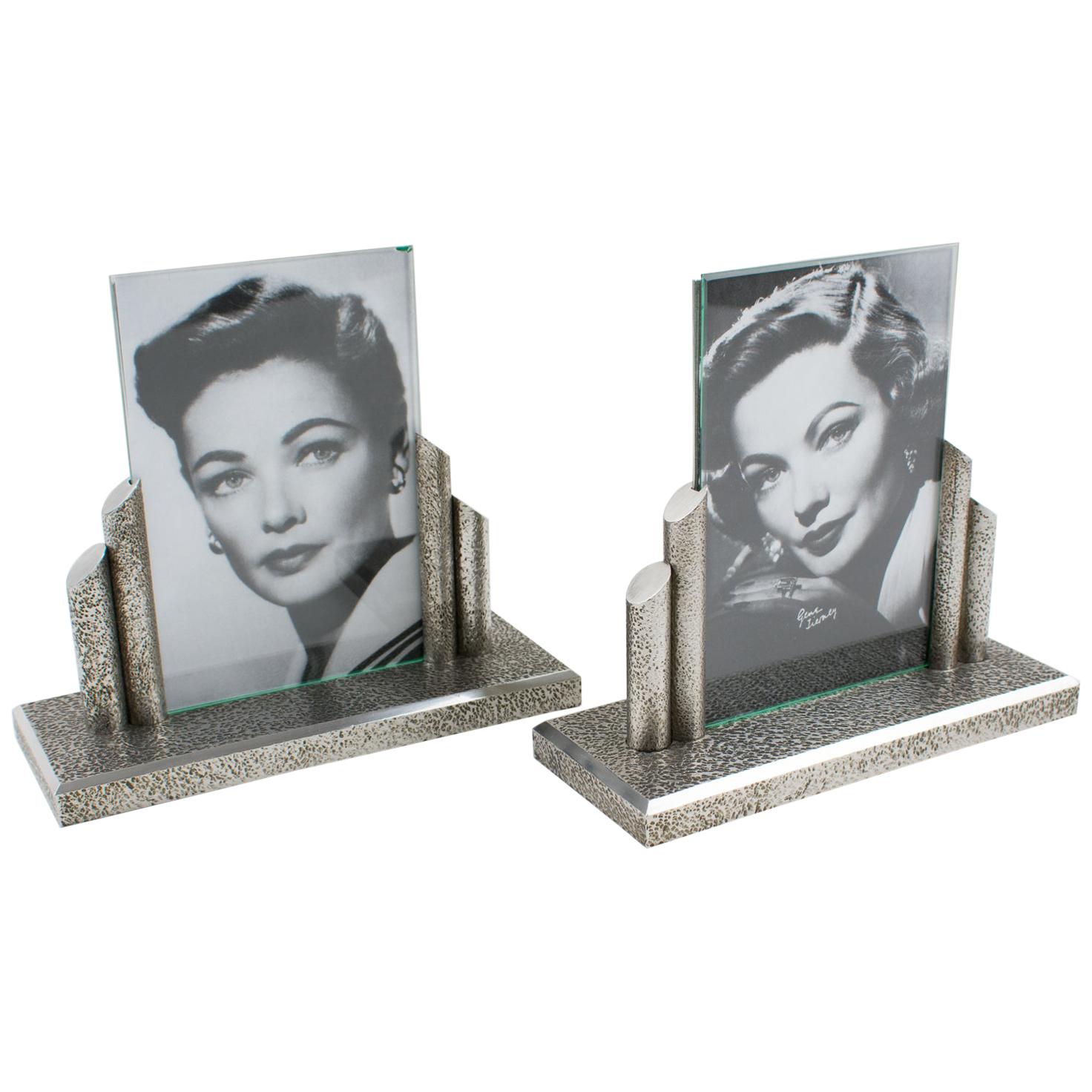 French Art Deco Modernist 1930s Wrought Iron Picture Photo Frame, a pair