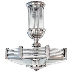 French Art Deco Modernist Chandelier by Atelier Petitot