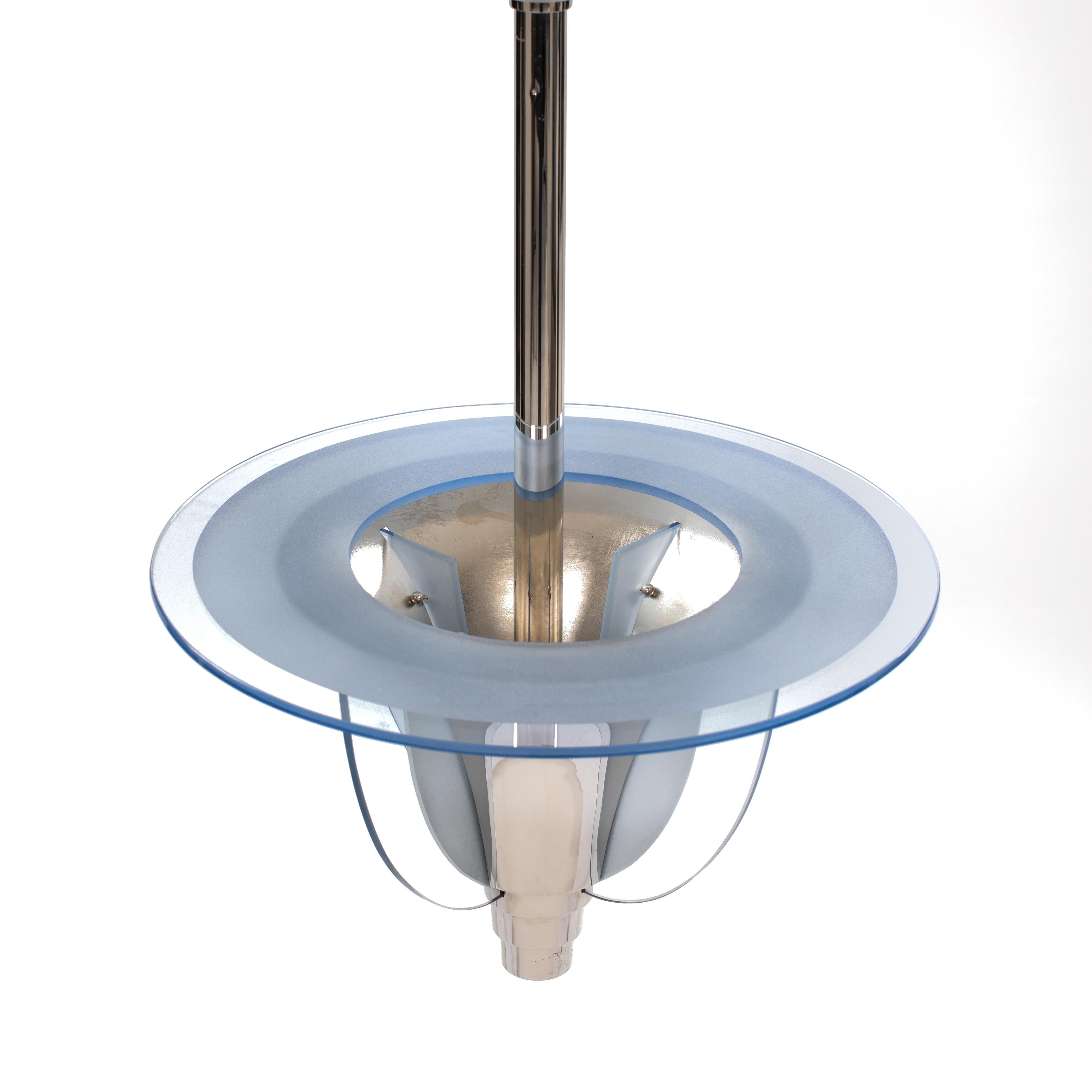 Art Deco French Art Déco modernist chandelier by PETITOT (Paris), France, 1930s For Sale