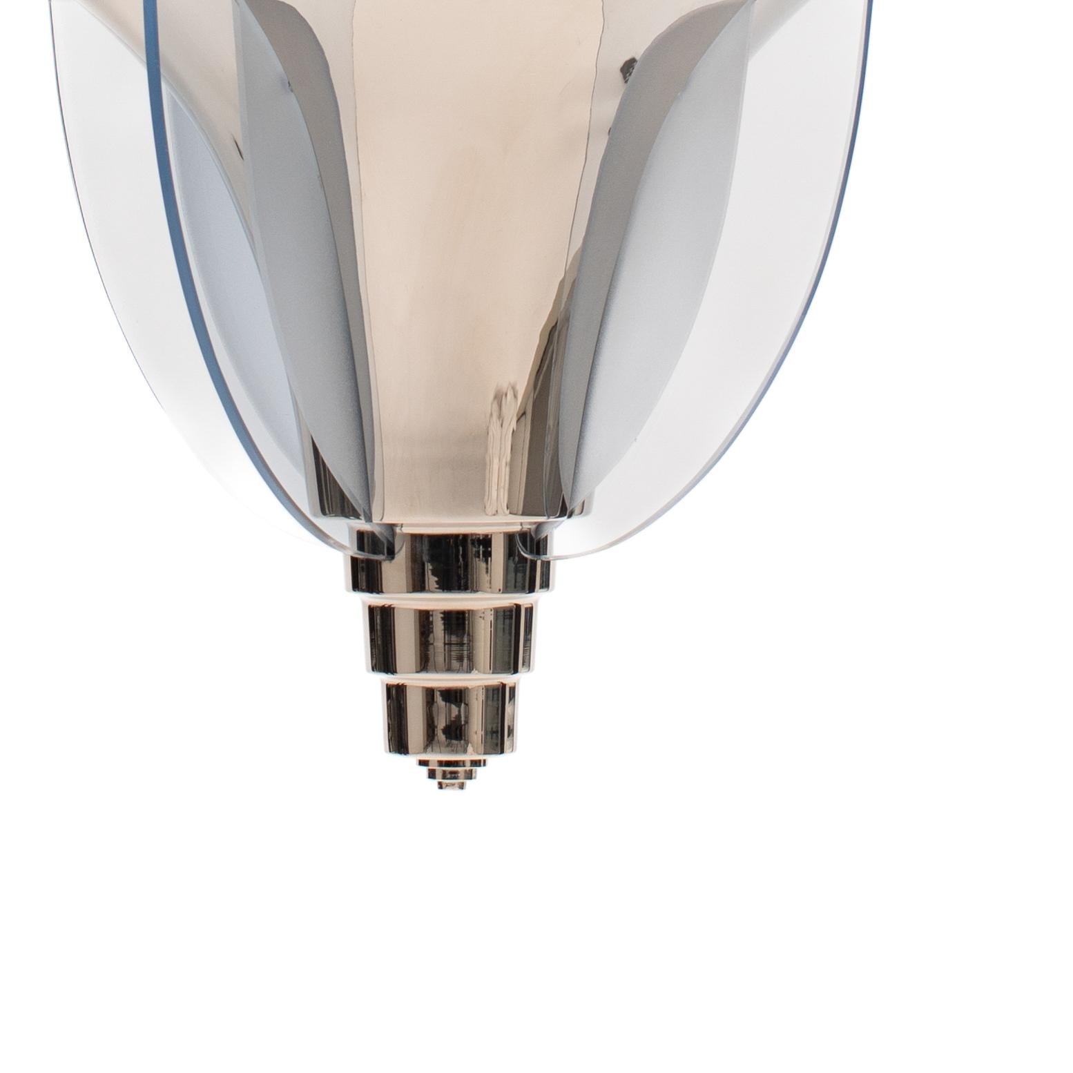 Metal French Art Déco modernist chandelier by PETITOT (Paris), France, 1930s For Sale