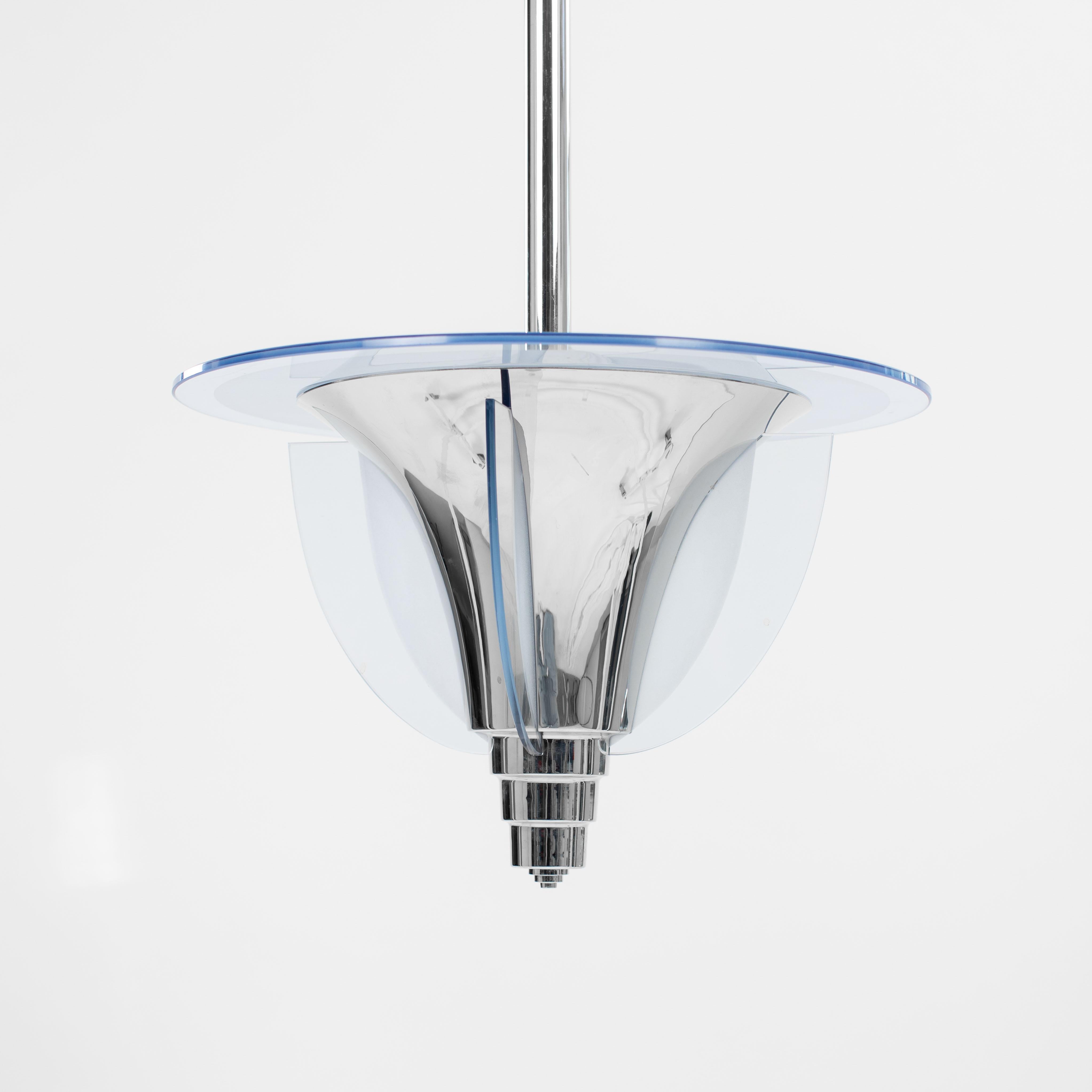 French Art Déco modernist chandelier by PETITOT (Paris), France, 1930s For Sale 1
