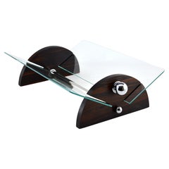 Panier à fruits Art Déco moderniste français en chrome et macassar, 1920