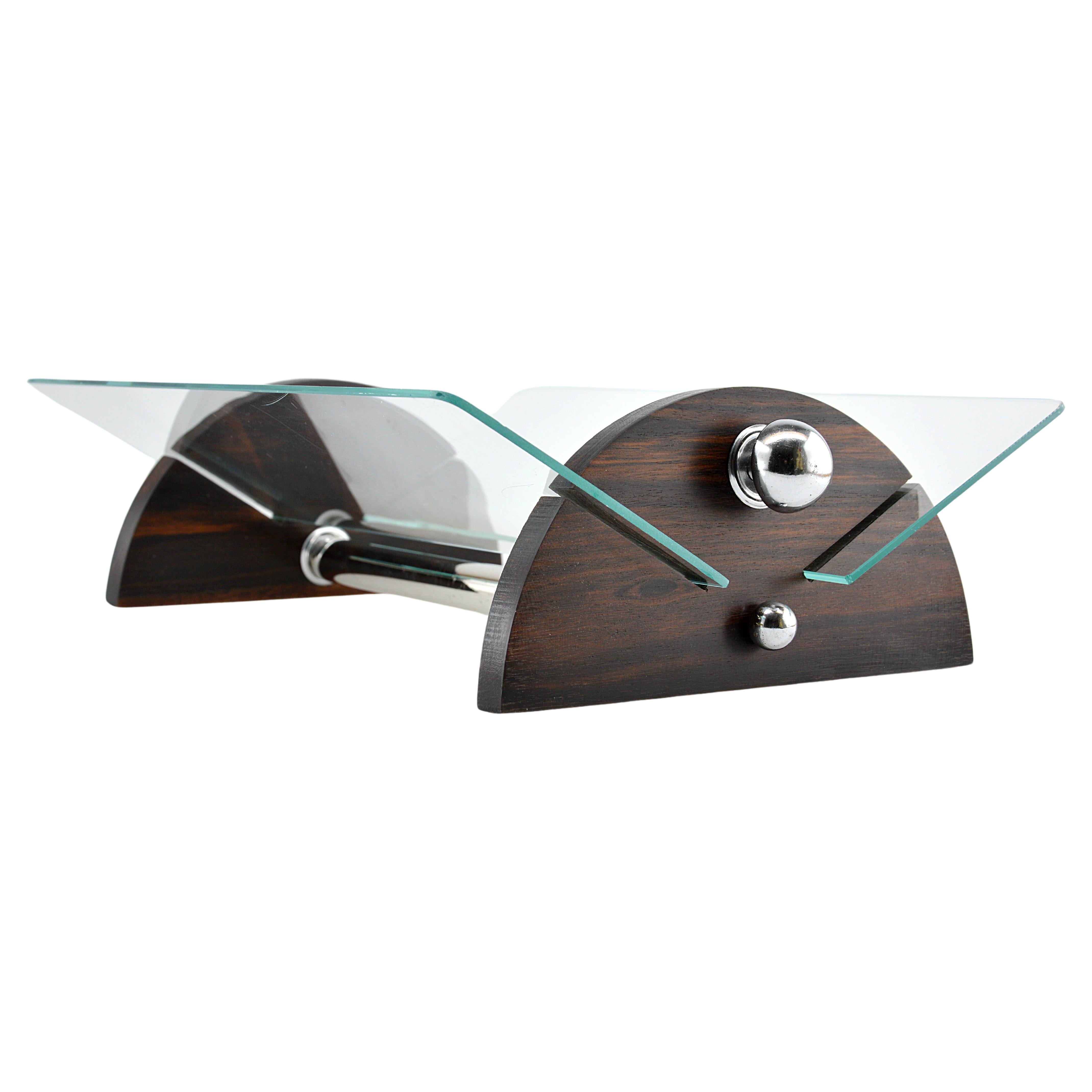 French Art Deco Modernist Chrome and Macassar Fruit Basket, 1920