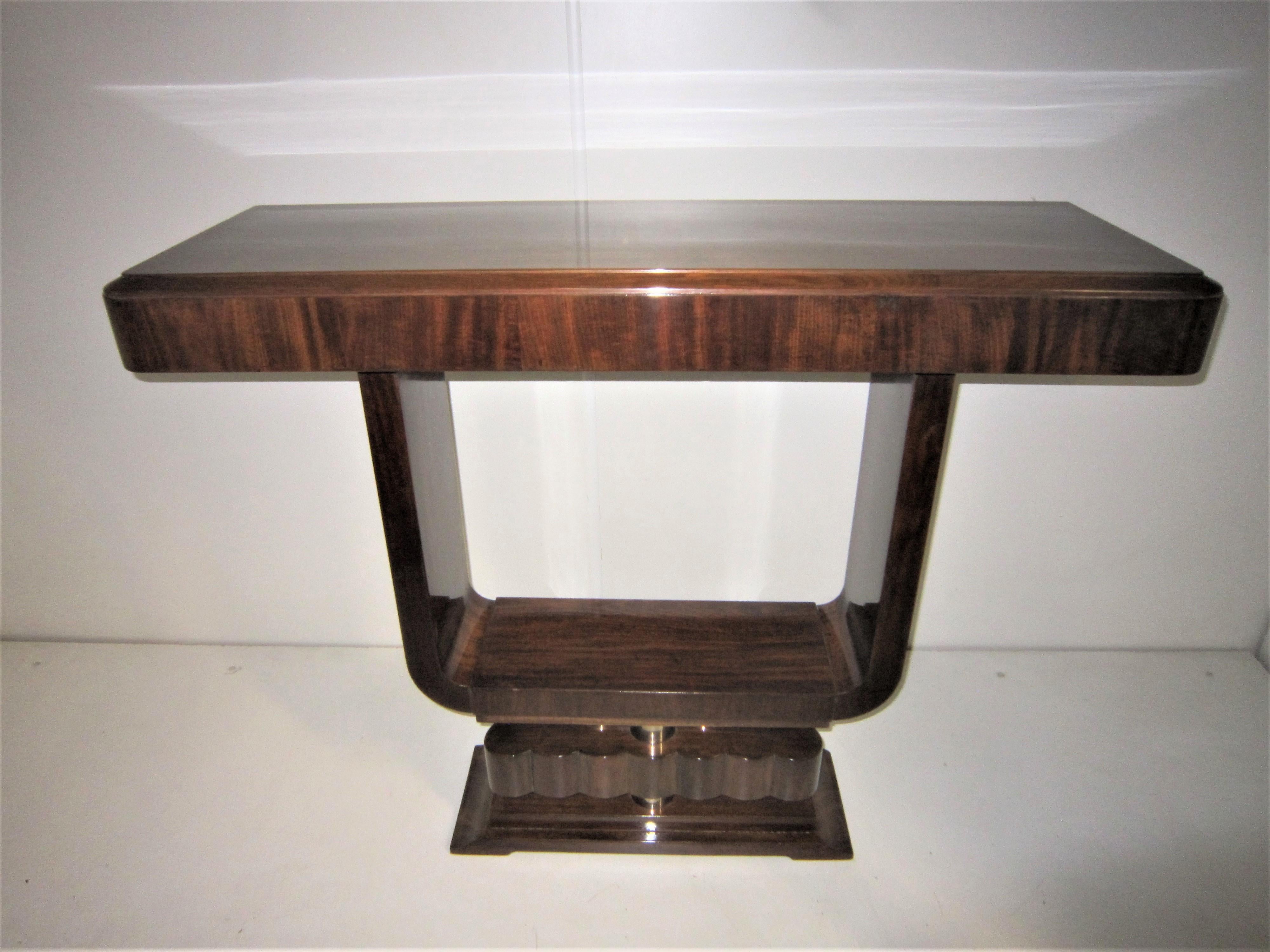 French Art Deco/ Modernist Cubist Console with Nickel Accents 8