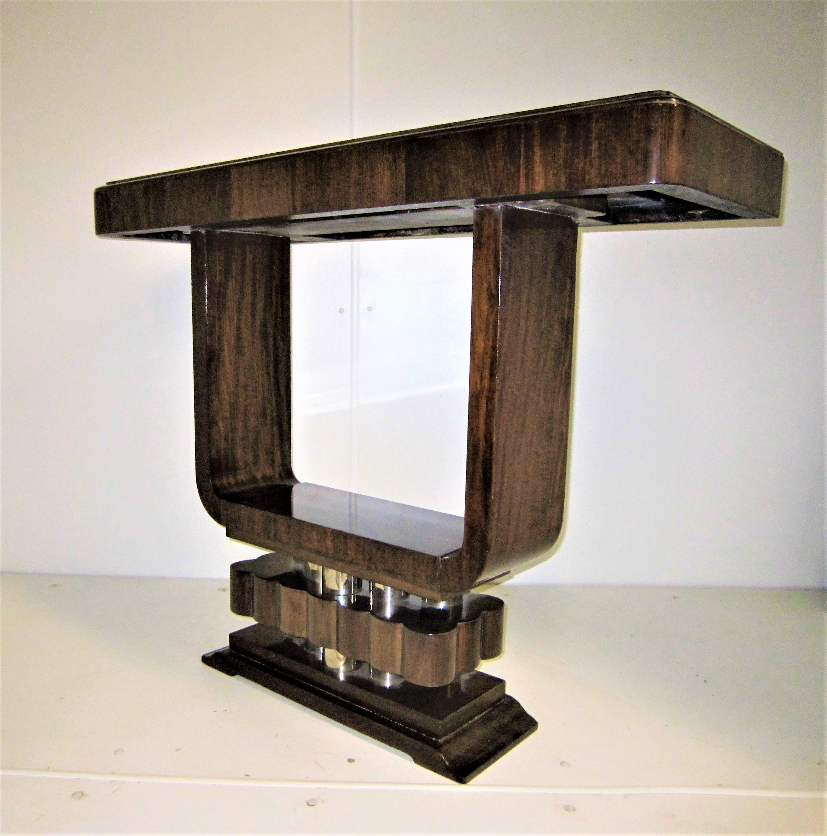 French Art Deco/ Modernist Cubist Console with Nickel Accents 11