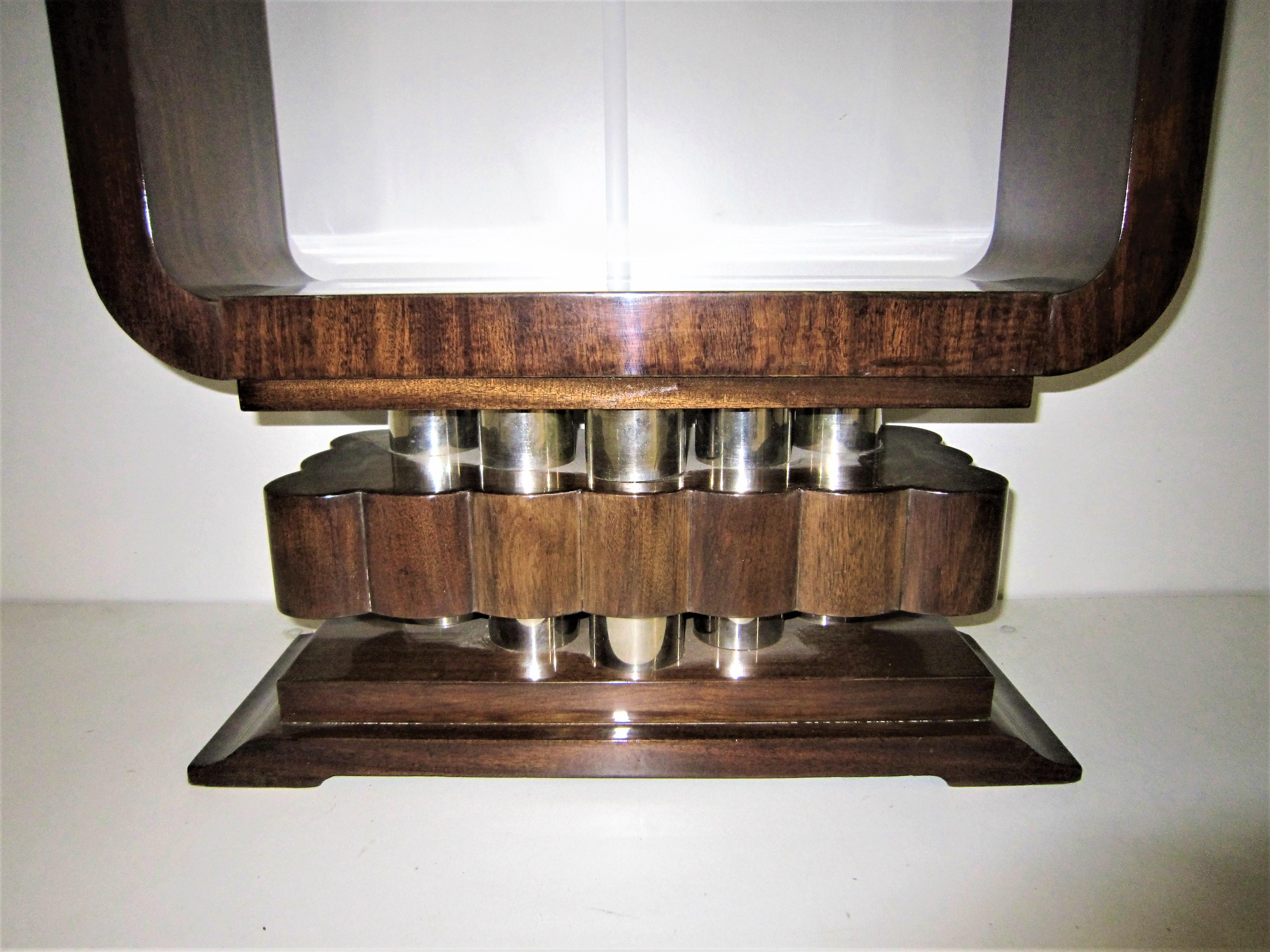 French Art Deco/ Modernist Cubist Console with Nickel Accents In Good Condition In New York City, NY
