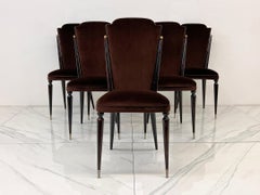 French Art Deco Modernist Dining Chairs, A Set of 6, 1950's