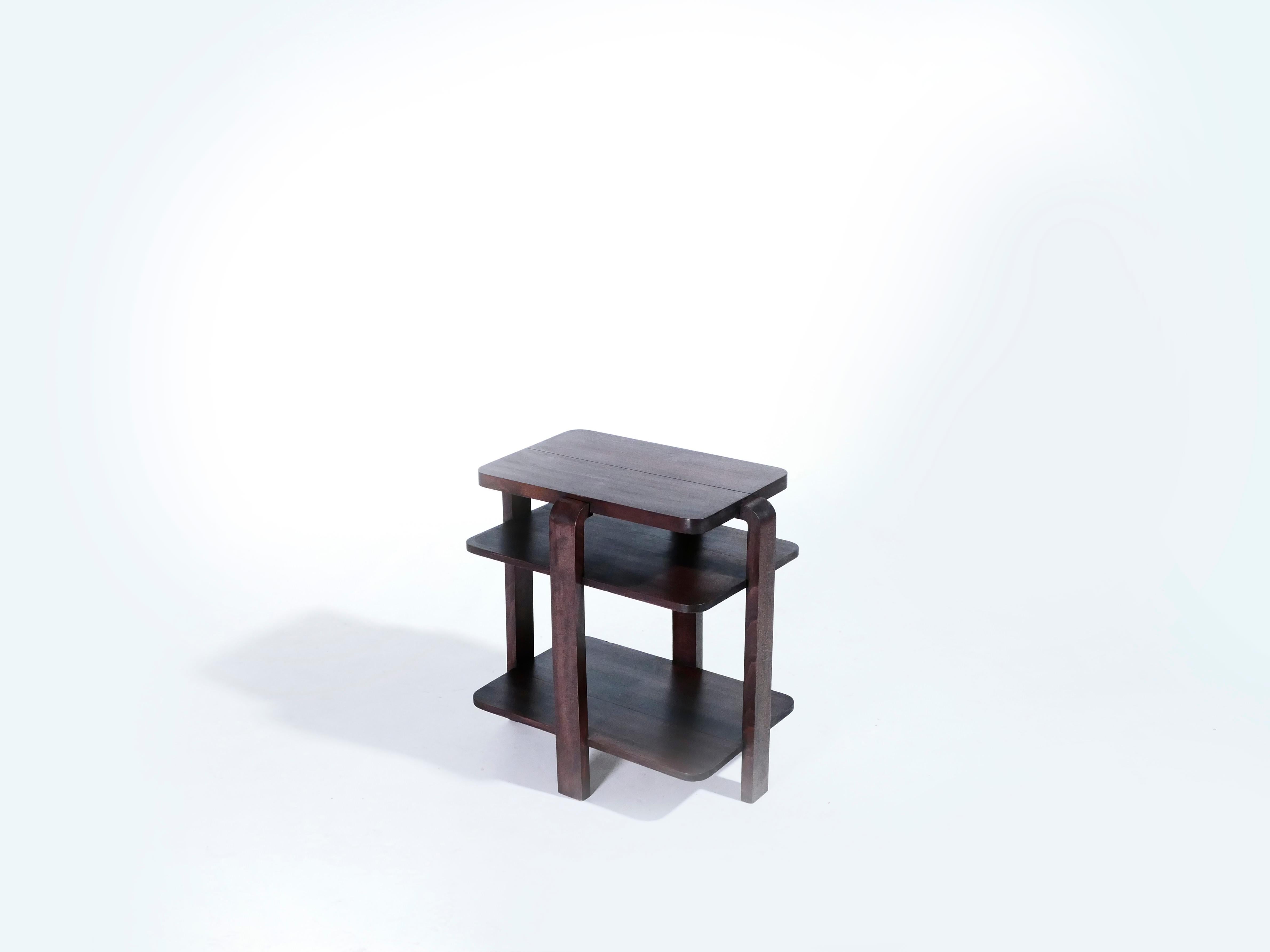 French Art Deco Modernist Mahogany Side Table, 1940s In Excellent Condition In Paris, IDF