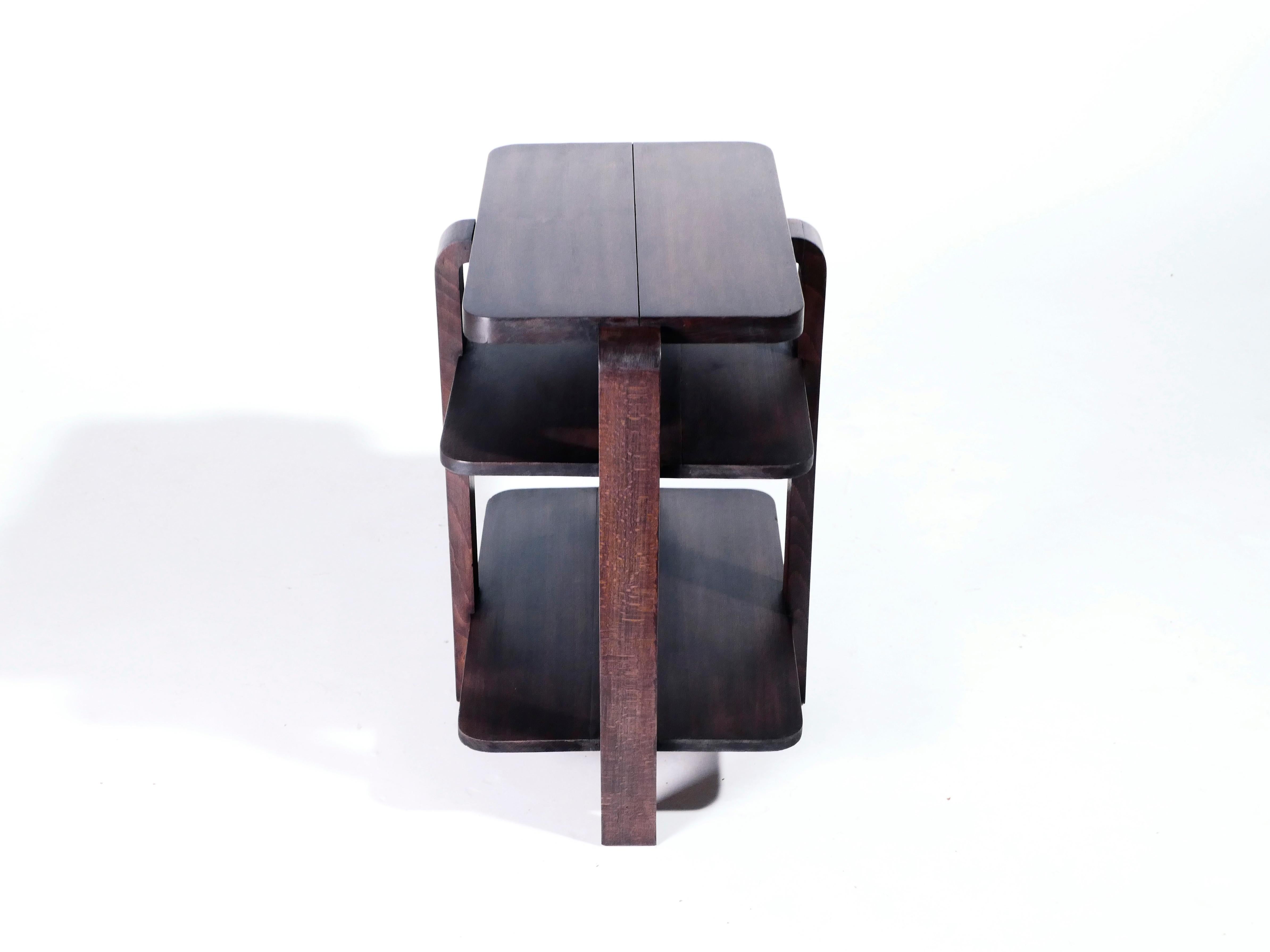 French Art Deco Modernist Mahogany Side Table, 1940s For Sale 2