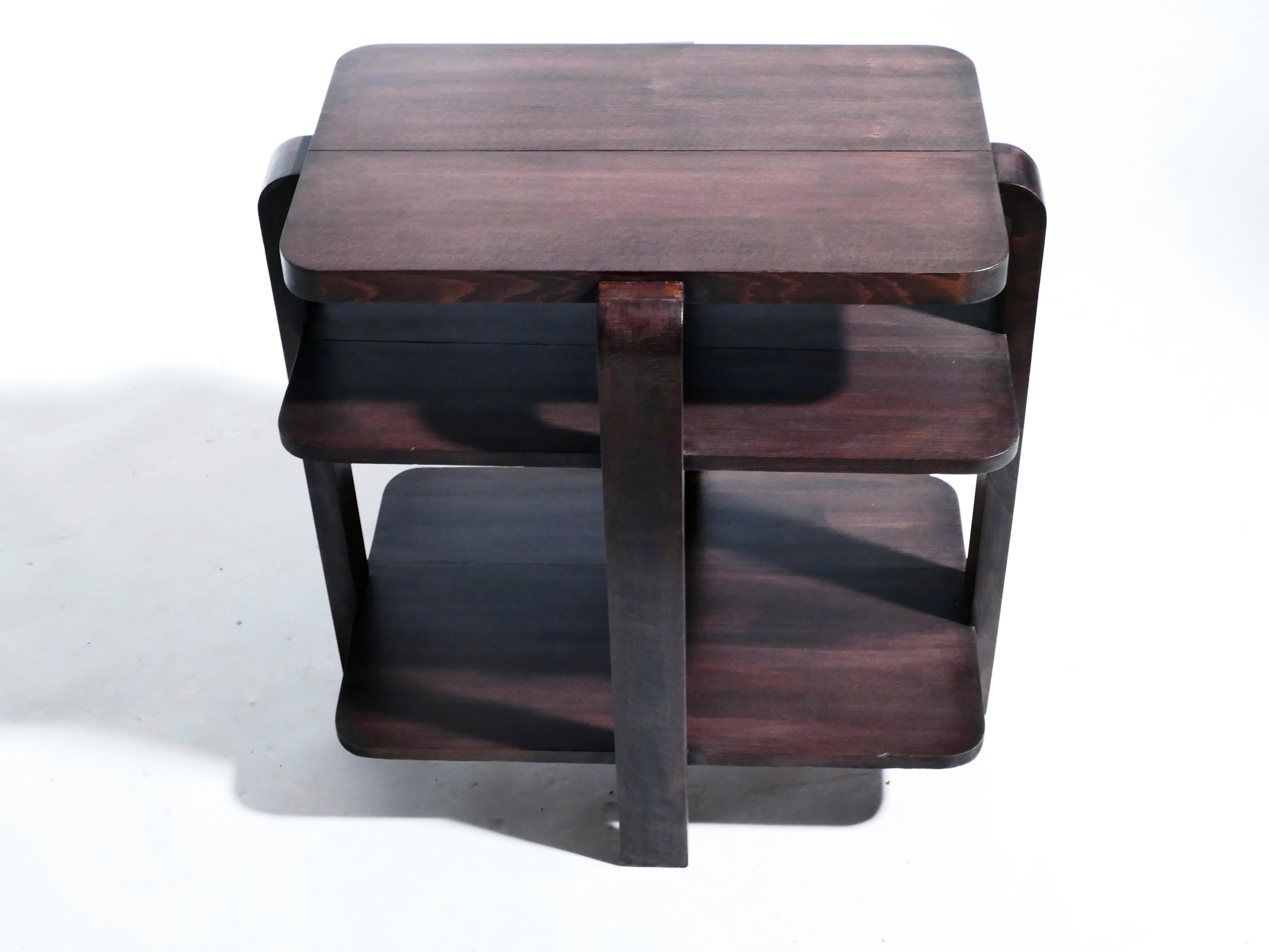 French Art Deco Modernist Mahogany Side Table, 1940s For Sale 3