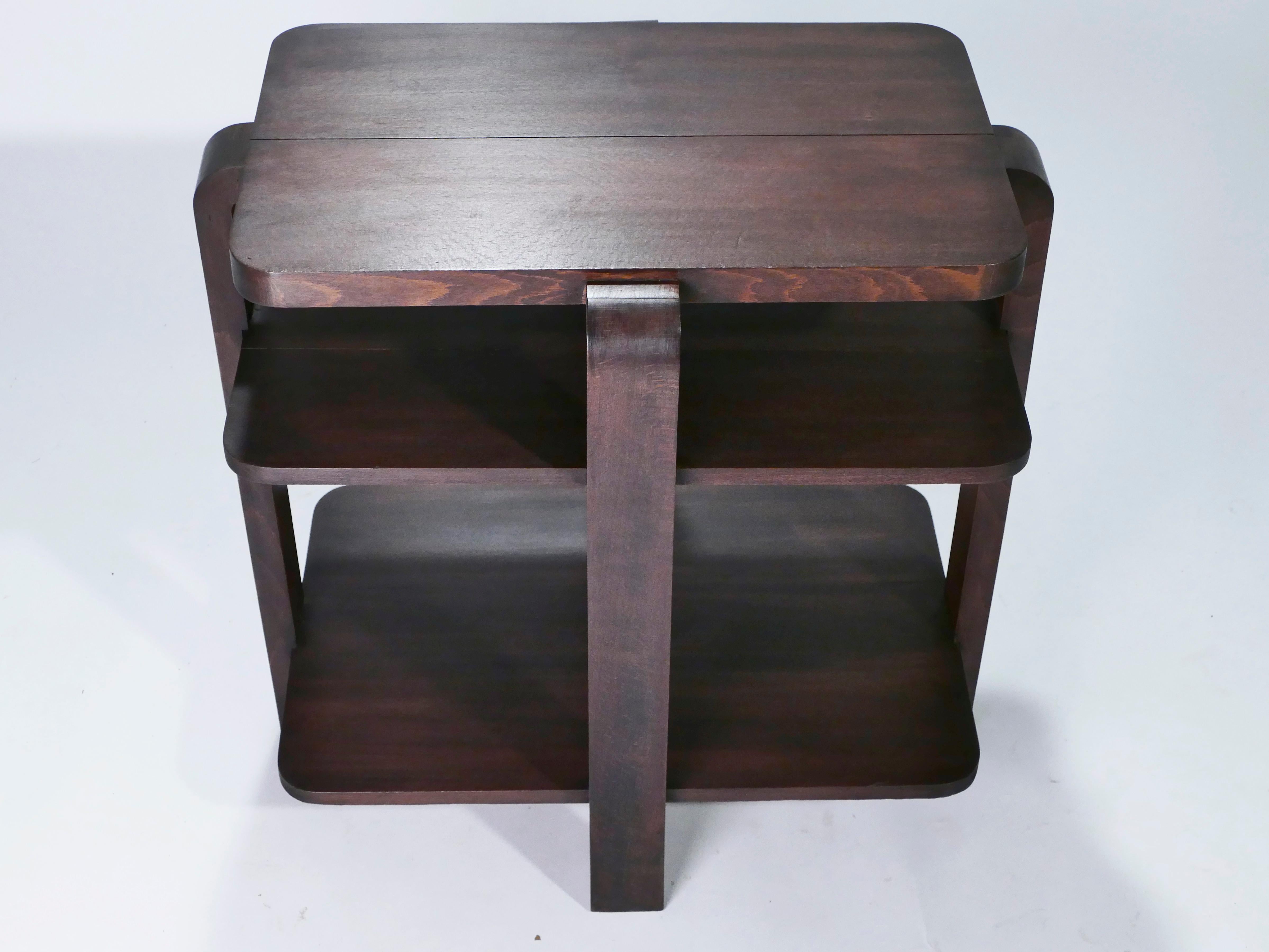 French Art Deco Modernist Mahogany Side Table, 1940s For Sale 4