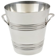 French Art Deco Modernist Silver Plate Champagne Ice Bucket Wine Cooler